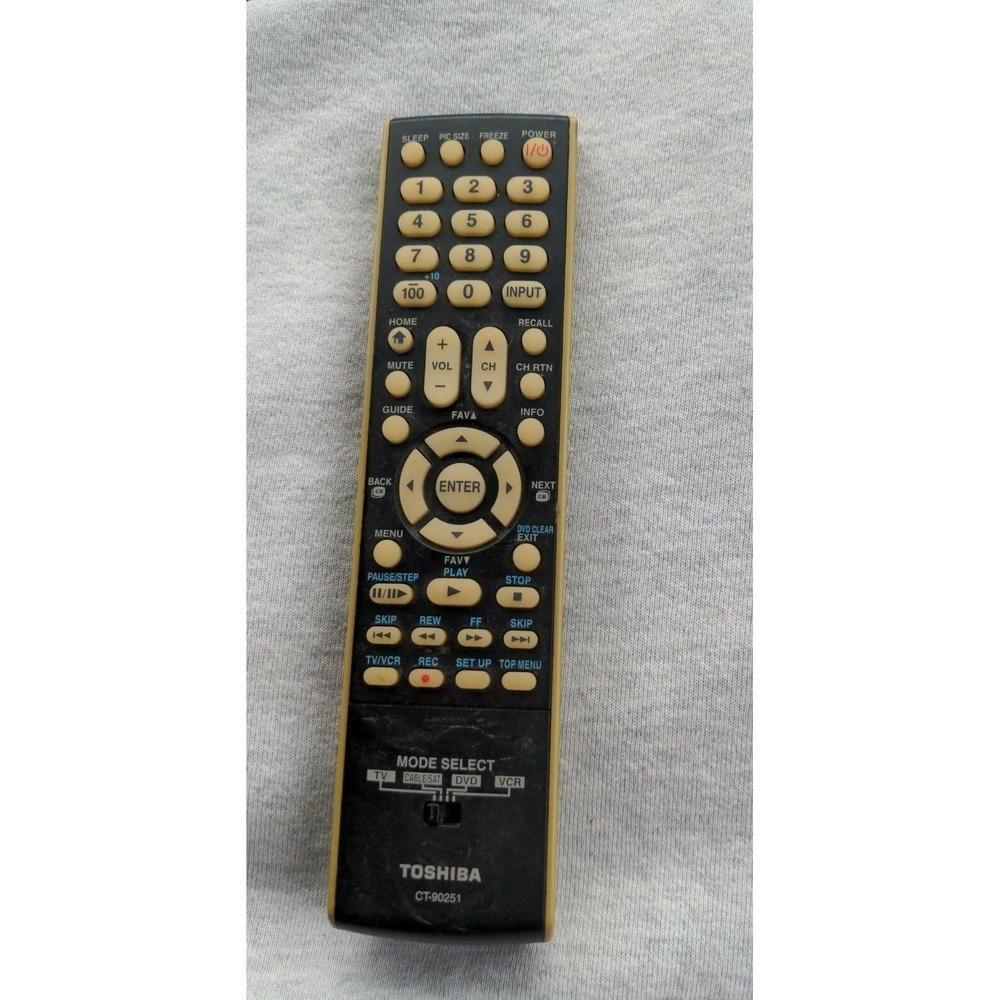 Toshiba CT-90251 Original TV DVD VCR Remote Control Tested